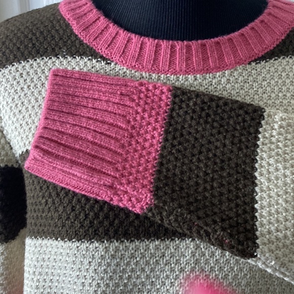 St John’s Bay Women’s Crewneck Sweater Beige Brown Pink sz L NWT - Picture 4 of 6